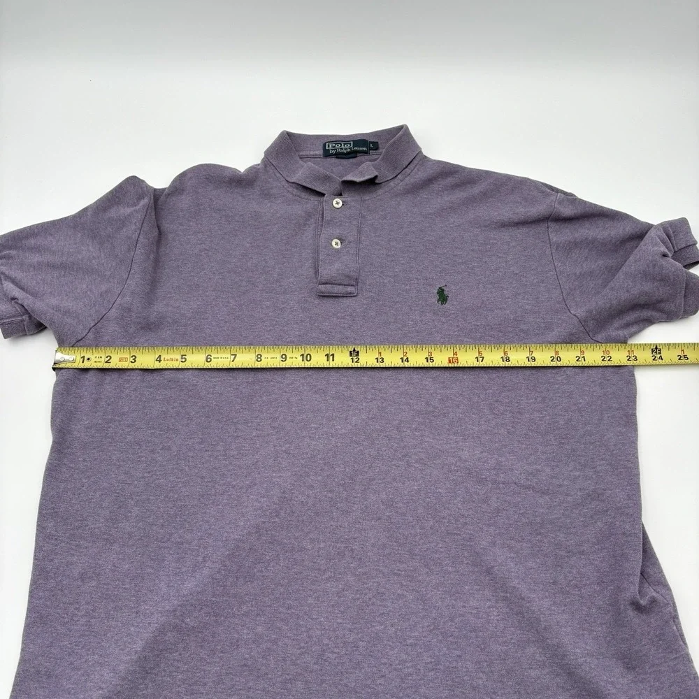 POLO RALPH LAUREN Shirt Mens L Large Purple Heather Cotton Classic Pony Polo